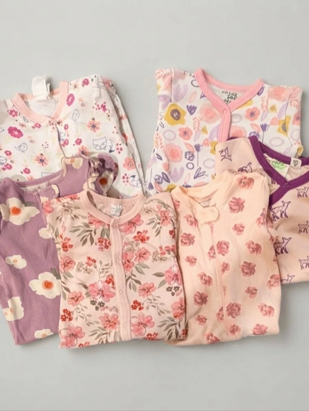 3-6 Mos Floral and Animal Print Kids Pajamas Set